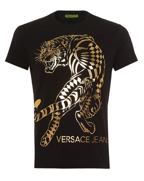 versace jeans tiger logo raised print tee black w red|Versace Jeans Couture T.